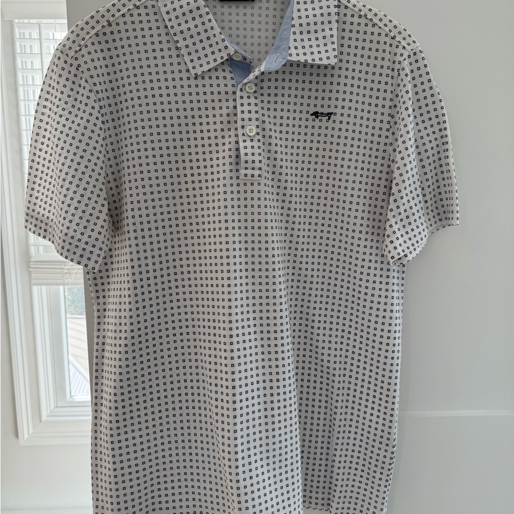 Classic White and Black Polo Shirt with Short Sleeves